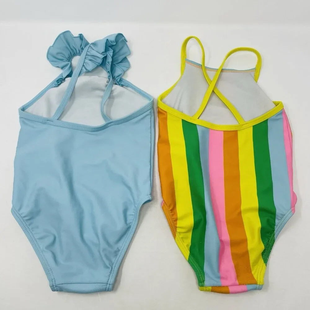 Old Navy Baby Girls 18-24 Months Striped/Solid One Piece Swimsuit 2-Pack 1064‎